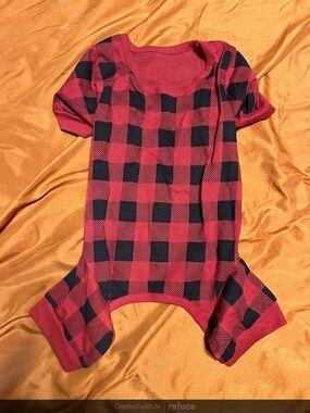 Vibrant Red and Black Buffalo Plaid Dog Onesie